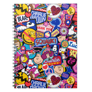 Caderno Espiral Amendoins   Padrão de patch de fita mista