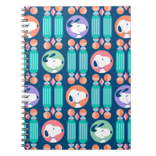 Caderno Espiral Amendoins Padrão de Sonhos de Deco Azul Escuro d
