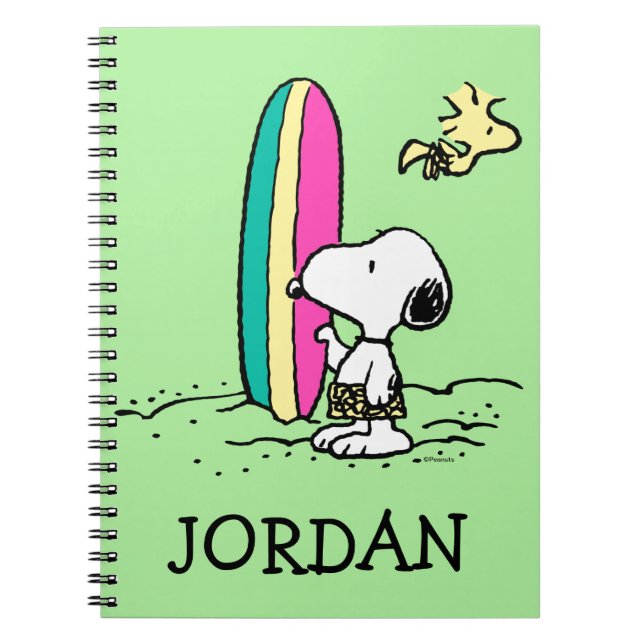 Caderno Espiral Amendoins | Snoopy & Woodstock | Adicione seu nome (Frente)