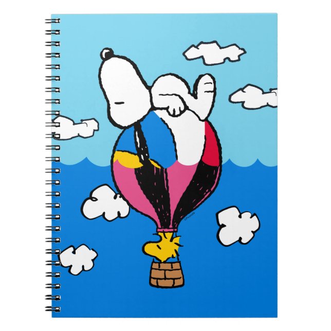 Caderno Espiral Amendoins | Snoopy & Woodstock Balão de Ar Quente (Frente)