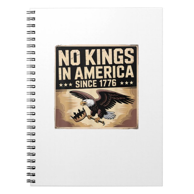 Caderno Espiral America Flag  Decor No Kings In America Since 1776 (Frente)