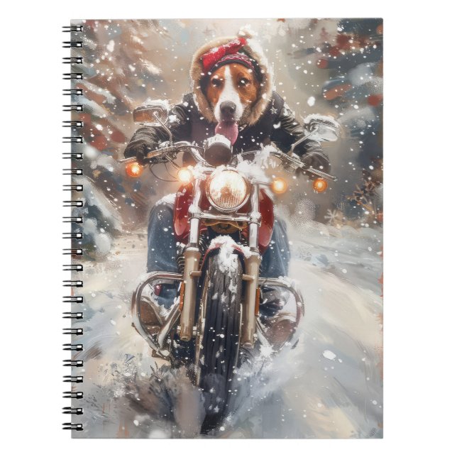 Caderno Espiral American English Foxhound Riding Bike Natal (Frente)