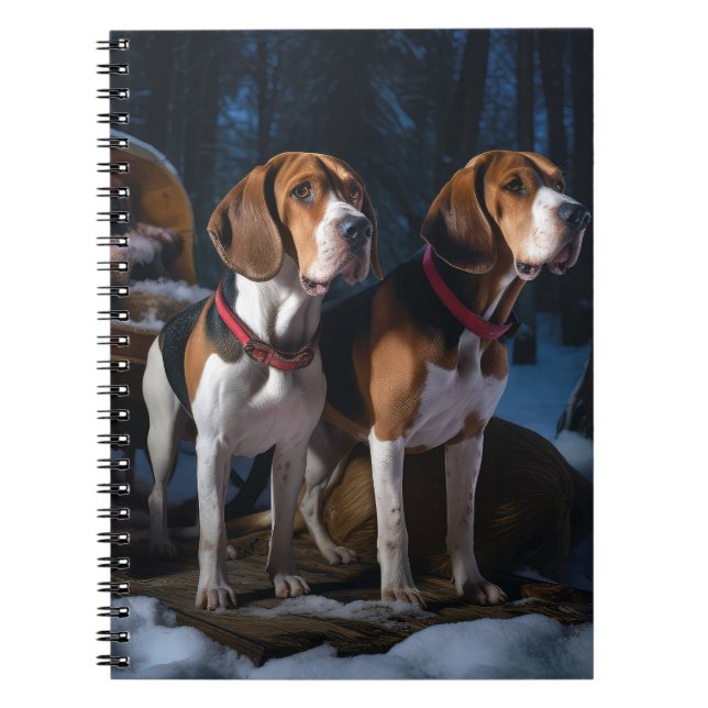 Caderno Espiral American English Foxhound Snowy Sleigh Natal (Frente)