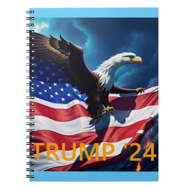 Caderno Espiral American Flag American American Eagle TRUMP 2024 (Frente)
