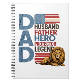 Caderno Espiral American Flag Dad Lion Patriotic
