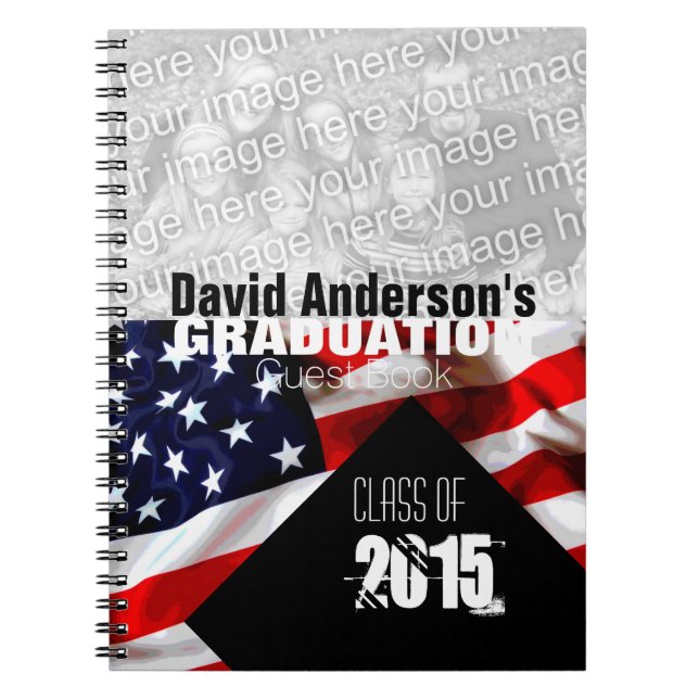 Caderno Espiral American Flag Graduation Class of 2018 Guest Book  (Frente)