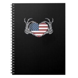 Caderno Espiral American Flag Heart Feed
