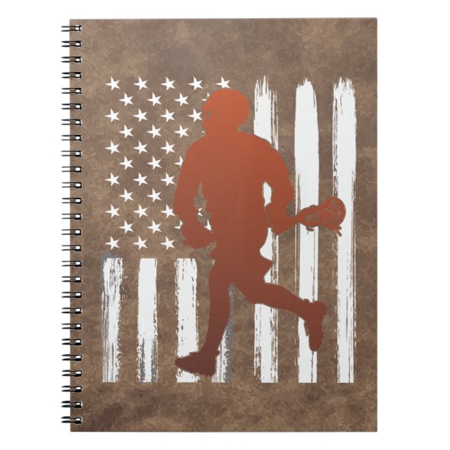 Caderno Espiral American Flag Lacrosse (Frente)
