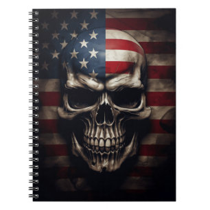 Caderno Espiral American Flag Skull
