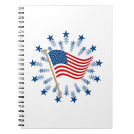 Caderno Espiral American Flag Starburst Fireworks 4 de julho