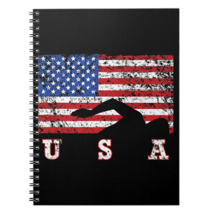 Caderno Espiral American Flag USA Gift Natação Team Premium