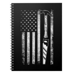 Caderno Espiral American Flag Woodworker USA Carpenter