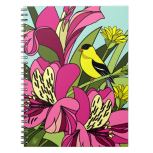 Caderno Espiral American Goldfinch Bird