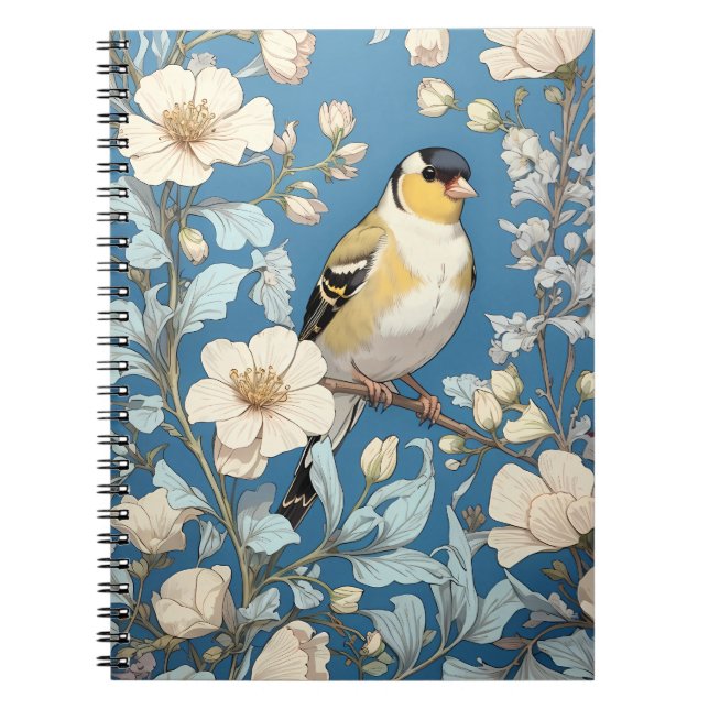 Caderno Espiral American Goldfinch William Morris Inspired (Frente)