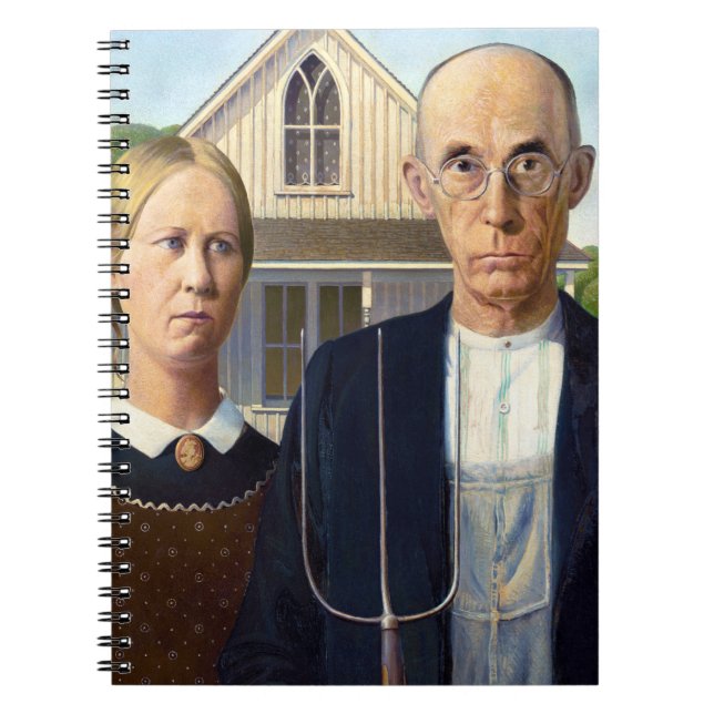 Caderno Espiral American Gothic Classic Painting Grant Wood (Frente)