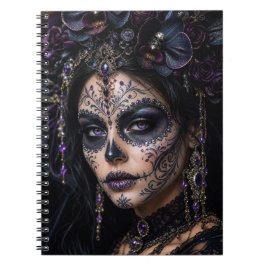 Caderno Espiral Amethyst Orchid Calavera – Gothic Sugar Skull