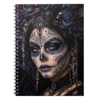 Caderno Espiral Amethyst Orchid Calavera – Gothic Sugar Skull