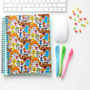 Caderno Espiral Amigos da Rua Sésamo Padrão Doodley