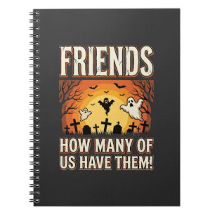 Caderno Espiral Amigos Design de Cemitério de Fantasmas de Hallowe