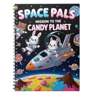 Caderno Espiral Amigos Espaciais: Missão ao Planeta Doce Animal