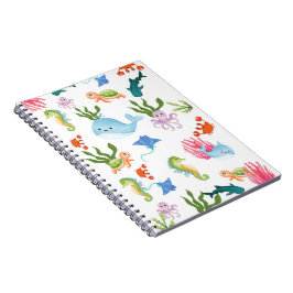 Caderno Espiral Amigos Subaquáticos Fofos – Padrão de Animais Mari