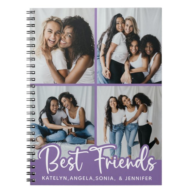 Caderno Espiral Amizade Colagem Personalizada de Fotos Melhores Am (Frente)
