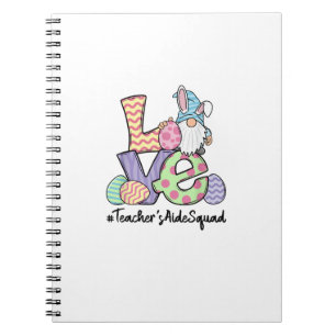 Caderno Espiral Amo Gnomos Auxiliar de Professor da Páscoa Profess
