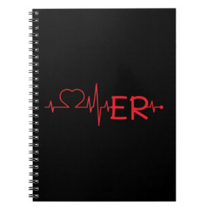 Caderno Espiral Amo os profissionais de ER Batimento cardíaco médi