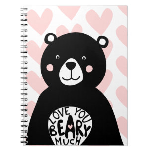 Caderno Espiral Amo-te a ter um belo urso, o coração rosa