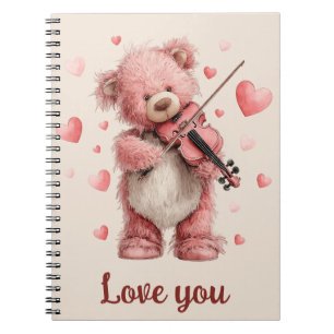 Caderno Espiral Amo Você Teddy com Violino