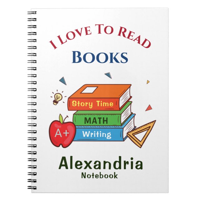 Caderno Espiral Amor A Ler Livros Leitura Personalizar (Frente)