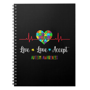 Caderno Espiral Amor ao Vivo Aceite Autismo Sensibilização Mãe,