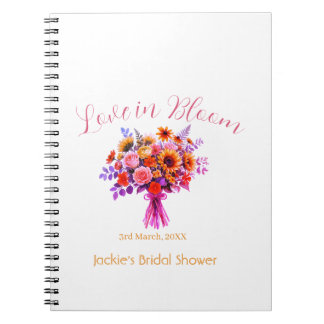 Caderno Espiral amor boho rosa em flor nome chá de noiva retrô