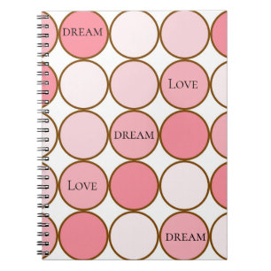 Caderno Espiral Amor com Sonhos de Pontos Rosa Esbranquiçados