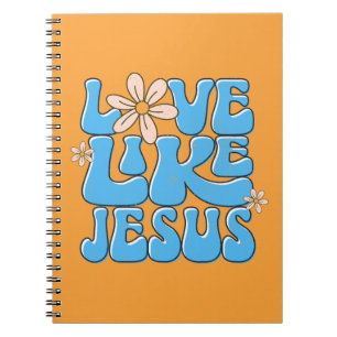 Caderno Espiral Amor Como Jesus, Blue Retro Daisy Cute Christian