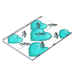 Caderno Espiral Amor Corações e Dragões Turquesa