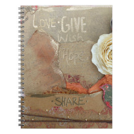Caderno Espiral Amor Dá Esperança Compartilhar Arte Mídia Mista