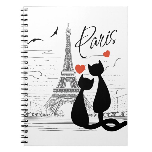 Caderno Espiral Amor de gato em Paris (Frente)