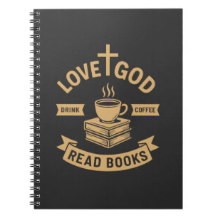 Caderno Espiral Amor Deus Beba Café Lê Livros Cristão