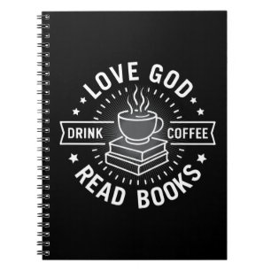 Caderno Espiral Amor Deus Beba Café Ler Livros Vintage