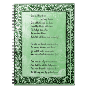 Caderno Espiral Amor e amizade do poema por Emily Bronte