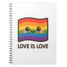 Caderno Espiral Amor é Amor - Design do Arco-Íris Kawaii