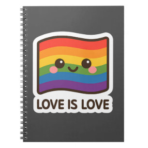 Caderno Espiral Amor é Amor - Design do Arco-Íris Kawaii