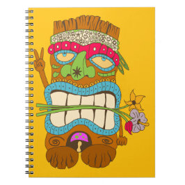 Caderno Espiral Amor e Paz, Tiki Hippie, Divertido 