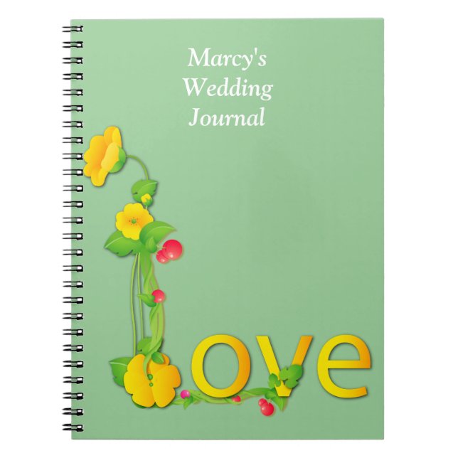 Caderno Espiral Amor em Flores Amarelas (Frente)