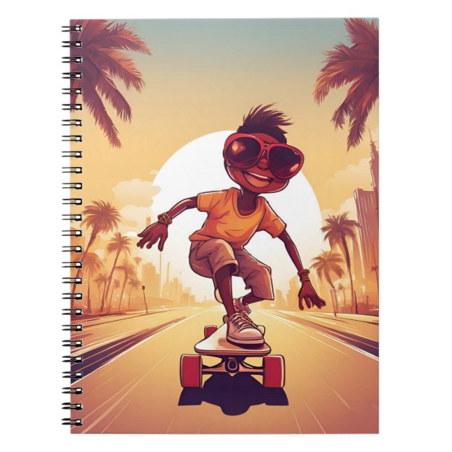 Caderno Espiral Amor em Rodas - Legal Skateboard Heart Design | (Frente)