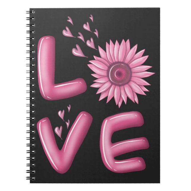 Caderno Espiral Amor Girassol Rosa (Frente)