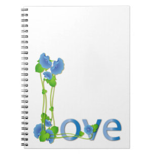 Caderno Espiral Amor nas Flores Azuis