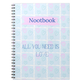 Caderno Espiral Amor no notebook pastel