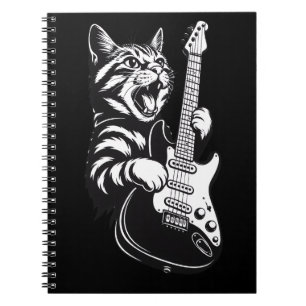 Caderno Espiral Amor por Música Legal   Gato de Rock Tocando Guita